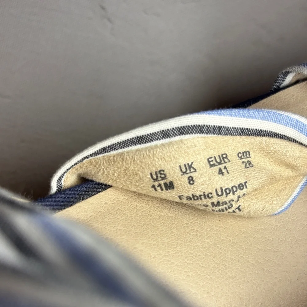 Life Stride Navy and White Striped Wedge Sandals, chambray, NWOT, size 11